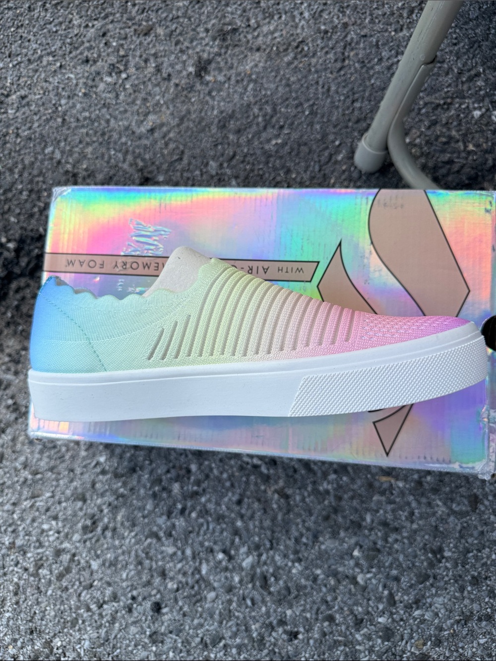 Skechers Women's Pastel Gradient Slip-On Sneaker - Pink Green Blue - Picture 2 of 3